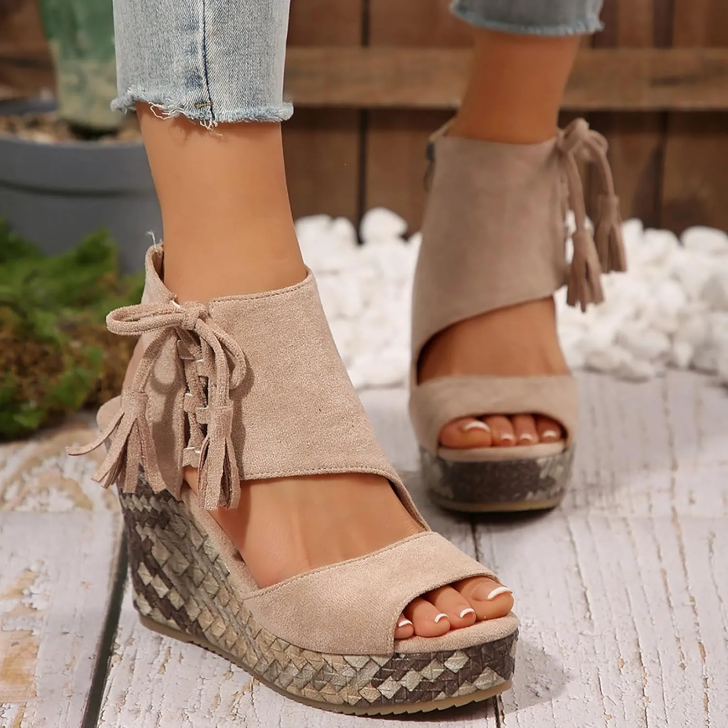 Wedge Sandals for Women Summer Dressy 2025 New Orthopedic Open Toe Espadrilles Wedges Sandal Comfortable Ankle Strap Platform Boho Beach Shoes Comfortable Casual Shoe