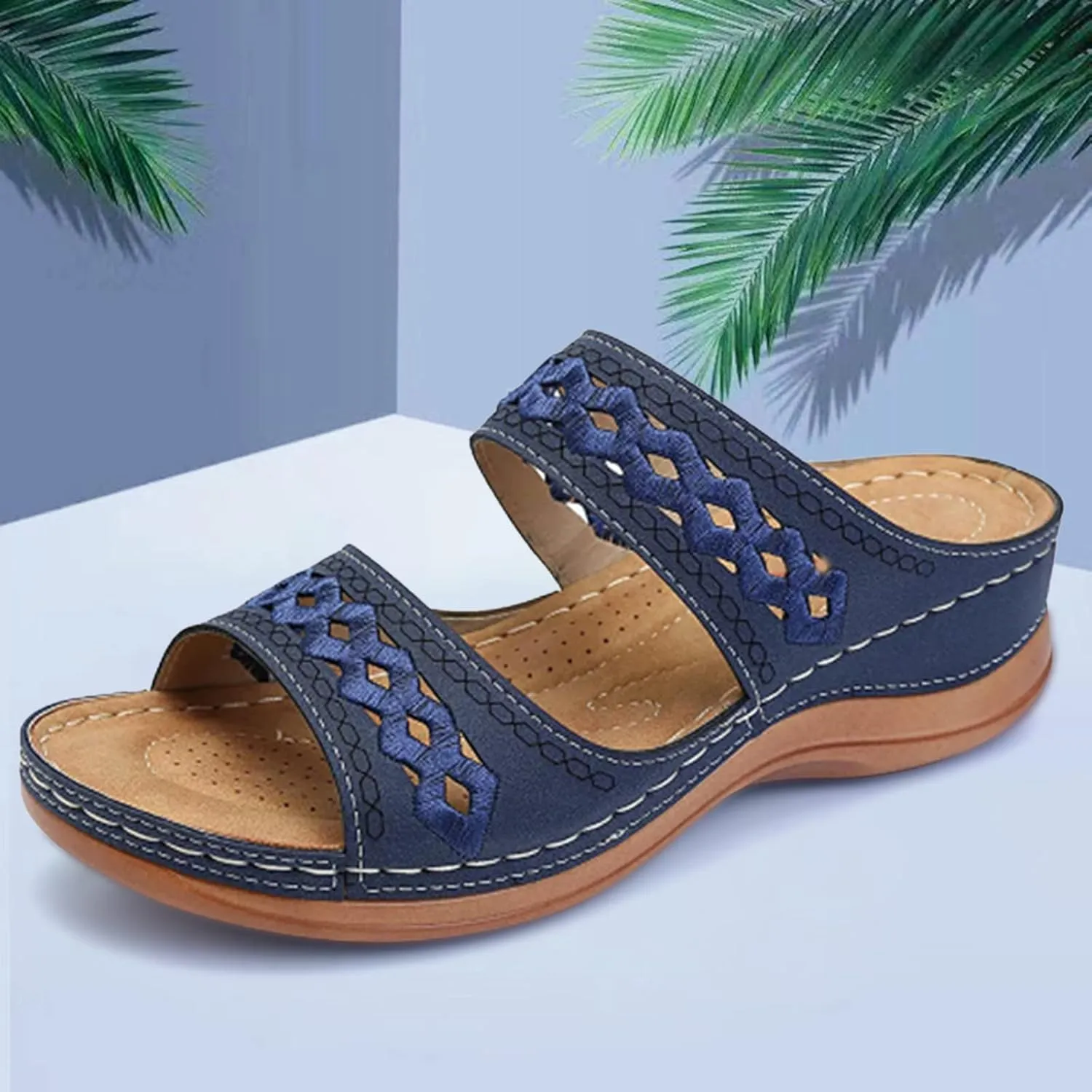 Wedge Sandals Women Comfortable Orthopedic Slippers Casual Arch Support Sandals Embroidered Outdoor Walking Shoes2