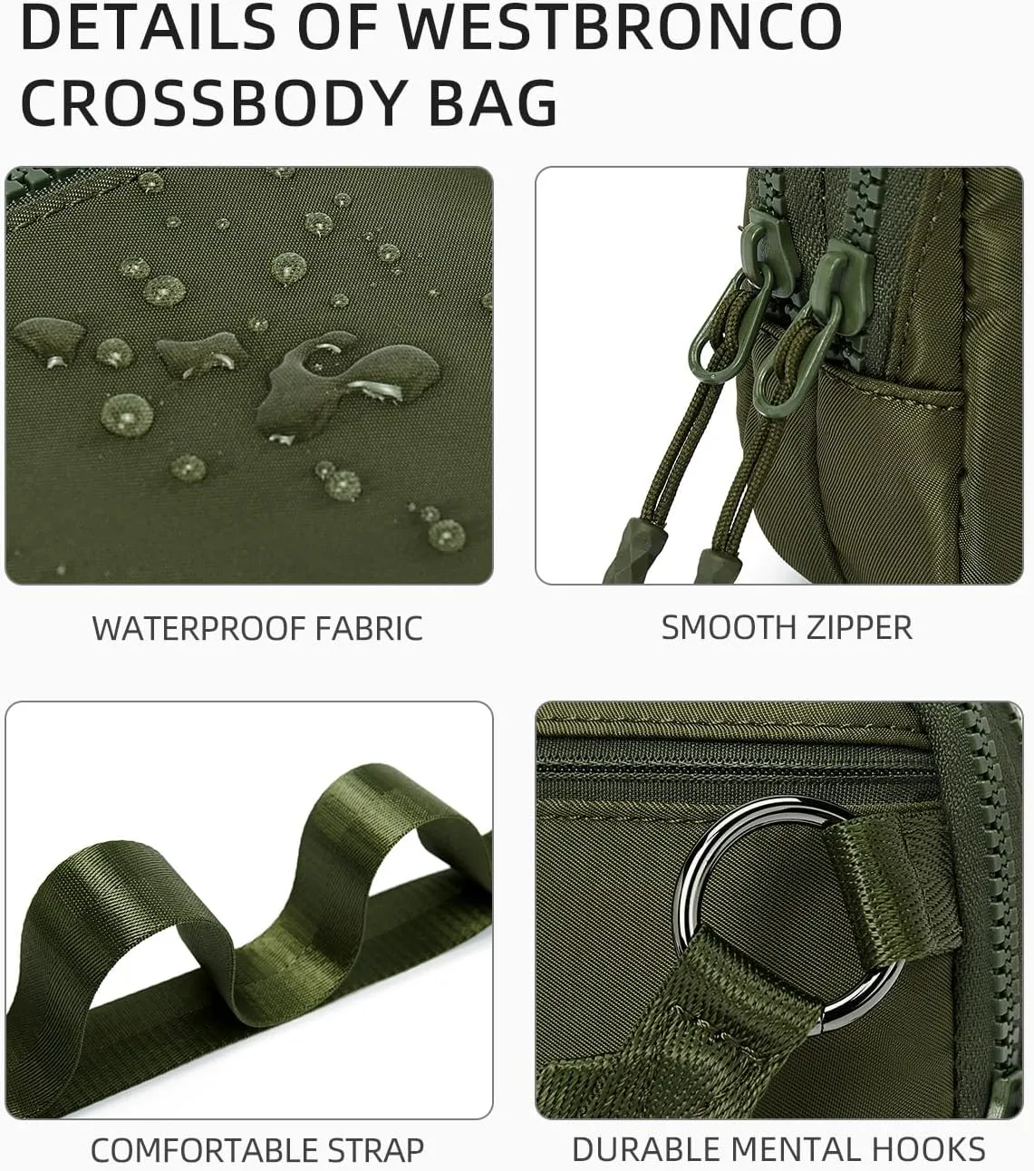 WESTBRONCO Small Crossbody Bags for Women Nylon with Adjustable Strap, Mini Crossbody Purse, Shoulder Bag Traveling Workout