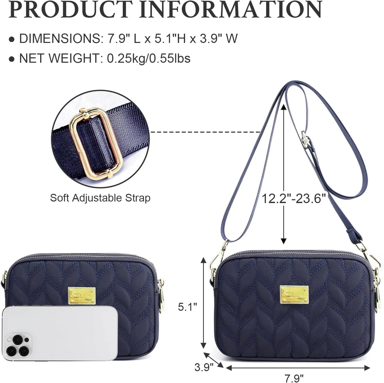 WITERY Small Crossboby Purse for Women - Waterproof Nylon Crossbody Phone Purse Shoulder Bag with Adjustable Strap