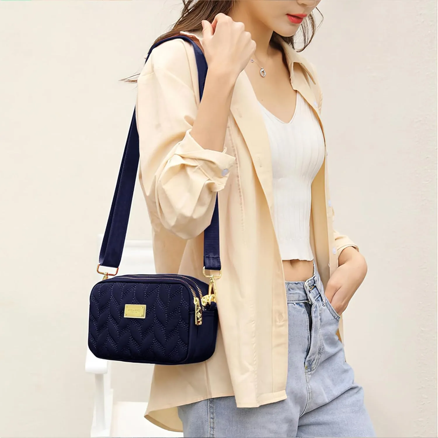 WITERY Small Crossboby Purse for Women - Waterproof Nylon Crossbody Phone Purse Shoulder Bag with Adjustable Strap