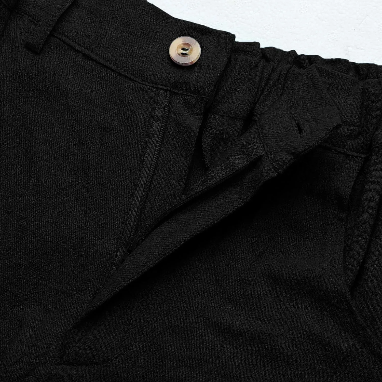 Women Capri Pants Summer Trendy Linen Cropped Trousers with Pockets Wide Leg Loose Lightweight Beach Casual Capris