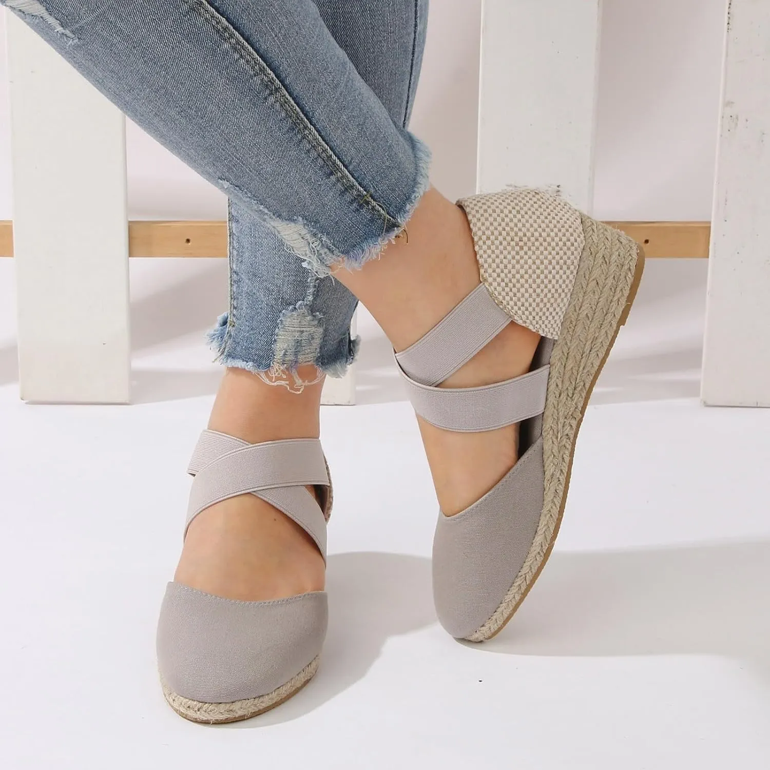 Women Shoes Fashionable Wedge Sandals Wedge Tie up for Women Classic Slip On Thick High Heeled Sandals