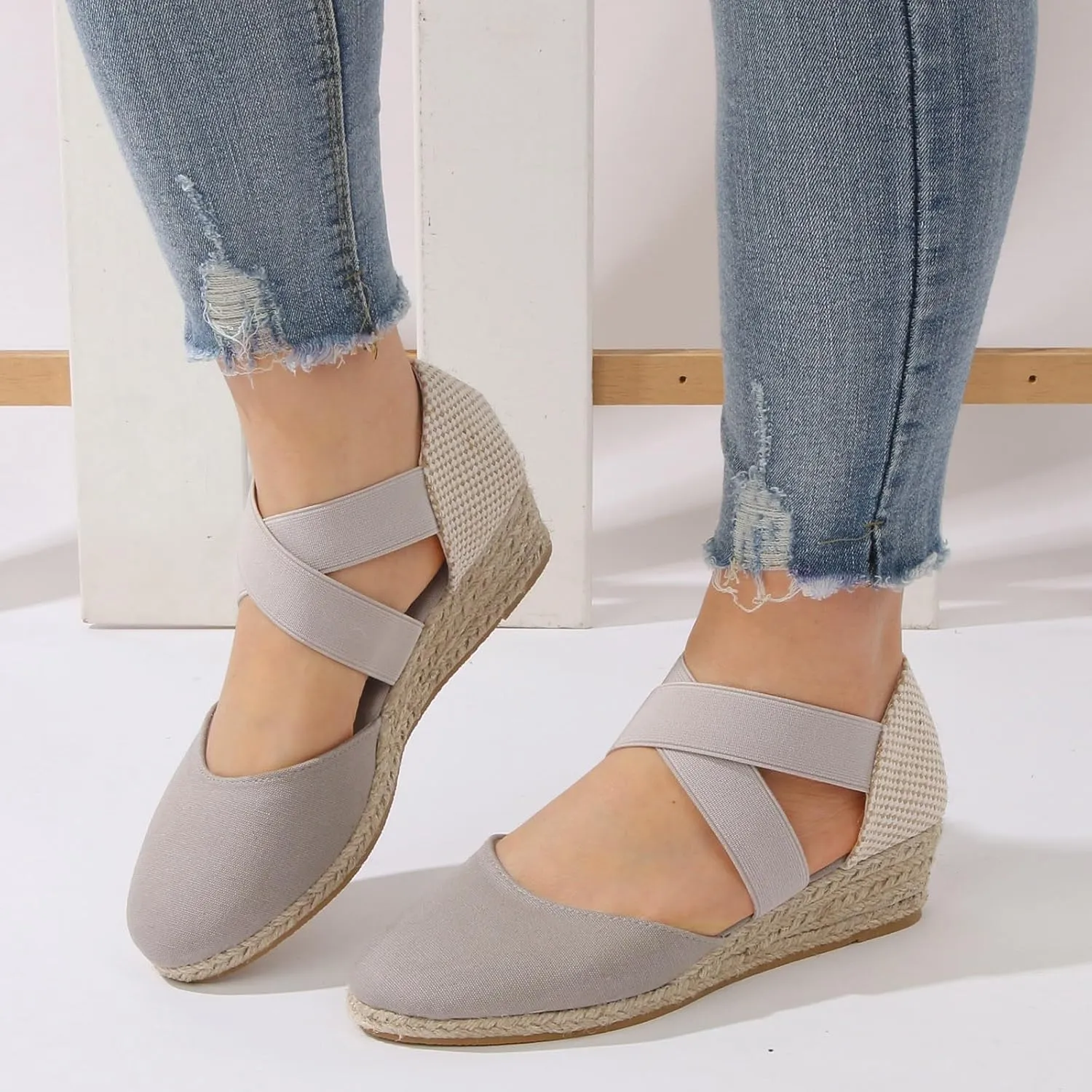 Women Shoes Fashionable Wedge Sandals Wedge Tie up for Women Classic Slip On Thick High Heeled Sandals