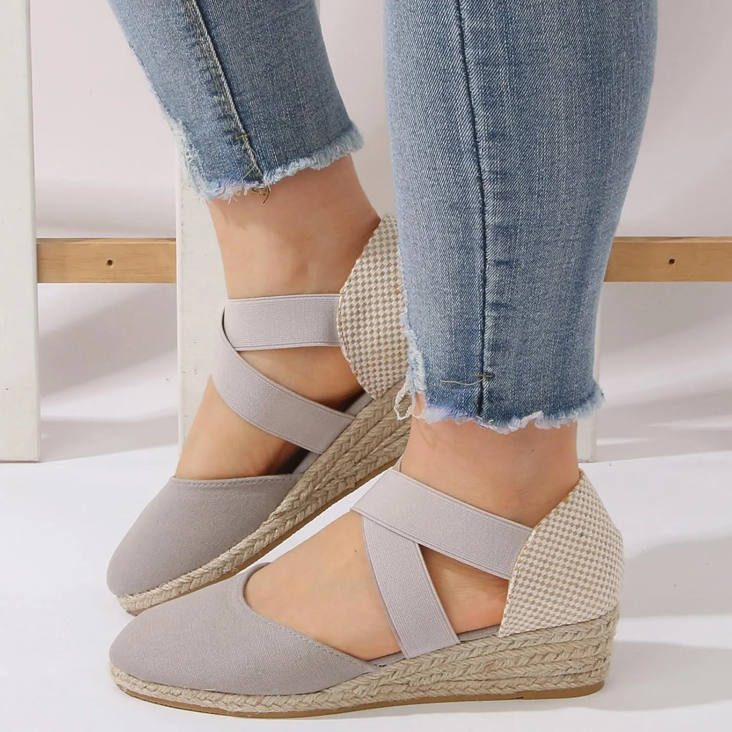 Women Shoes Fashionable Wedge Sandals Wedge Tie up for Women Classic Slip On Thick High Heeled Sandals
