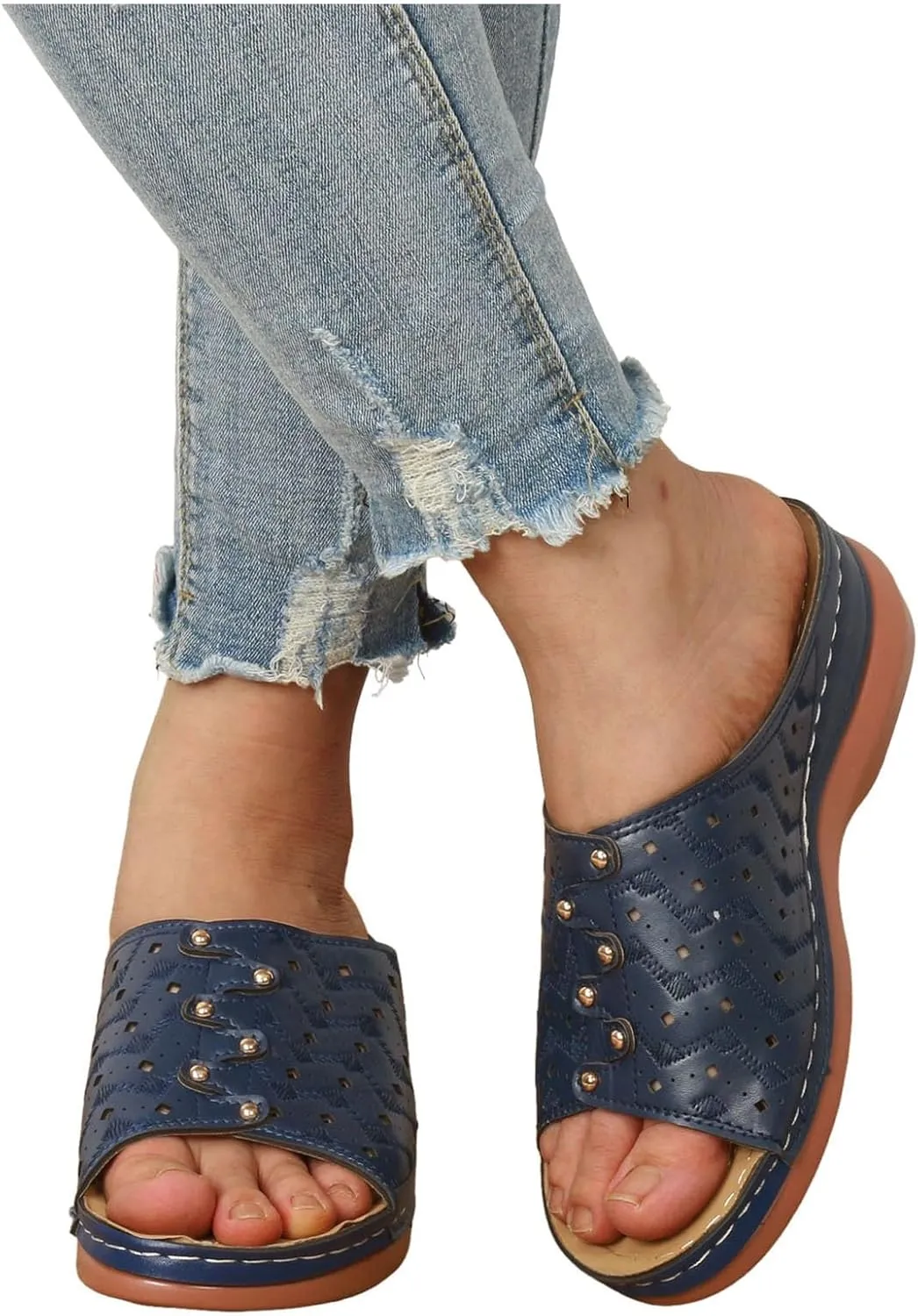 Women Shoes Wedge Heel Sandals Fashionable One Foot Wear Can Correct Arch Bohemian Sandals