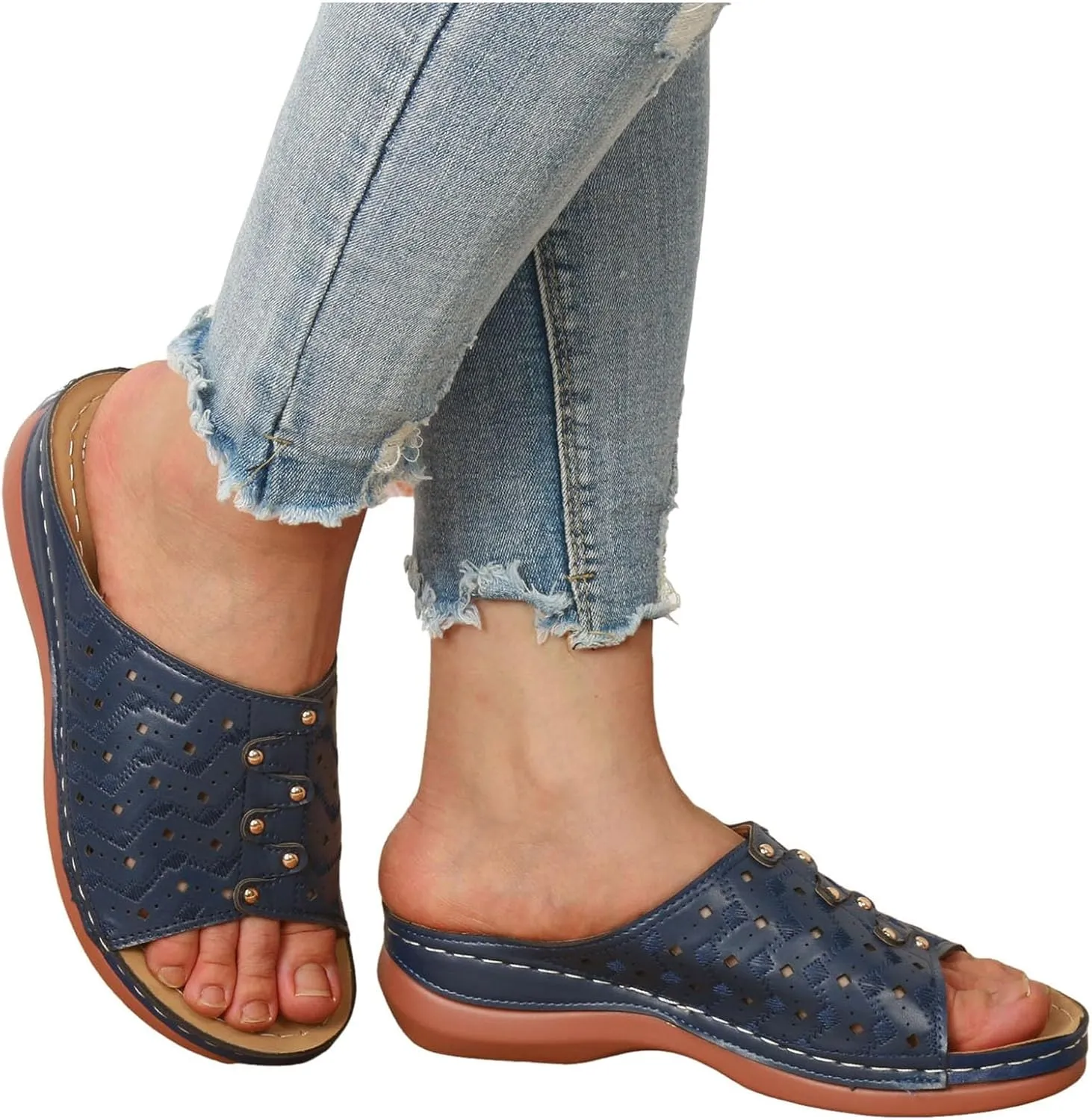 Women Shoes Wedge Heel Sandals Fashionable One Foot Wear Can Correct Arch Bohemian Sandals