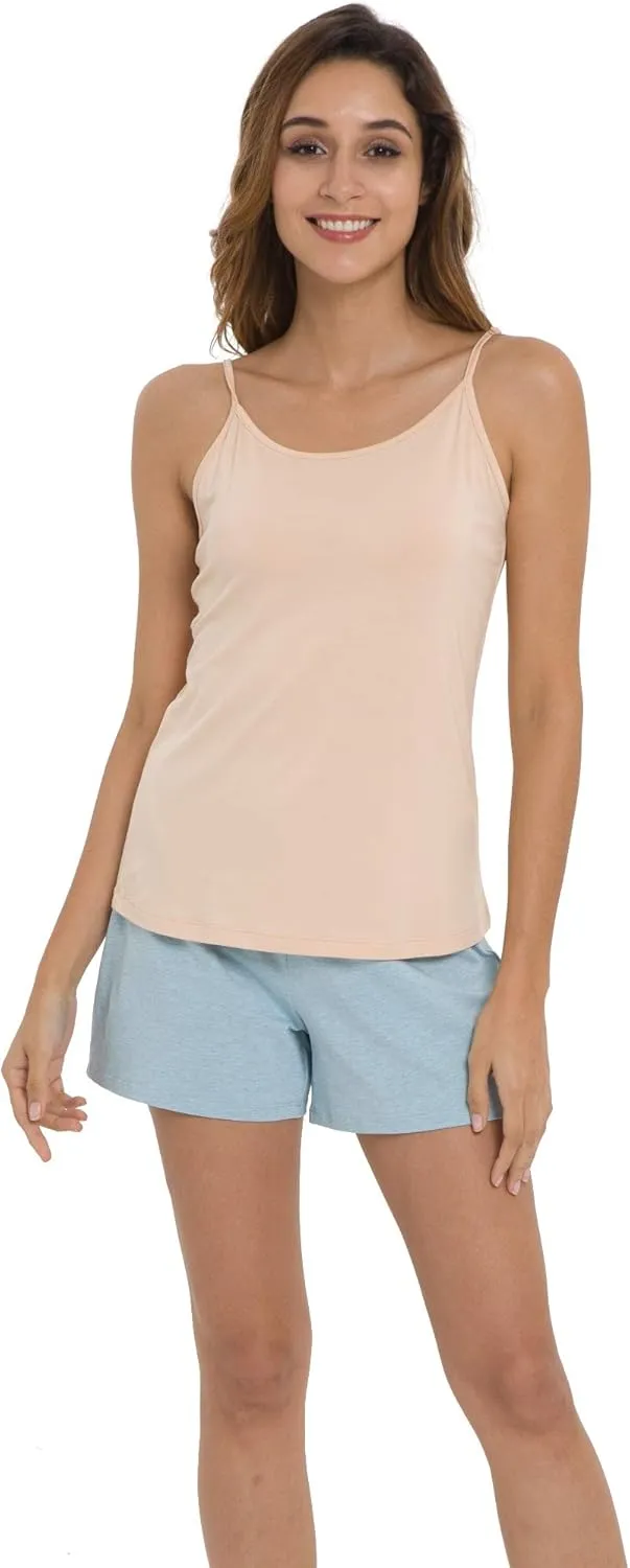 Women's Bamboo Viscose Camisole Undershirt Adjustable Spaghetti Strap Layering Tank Top