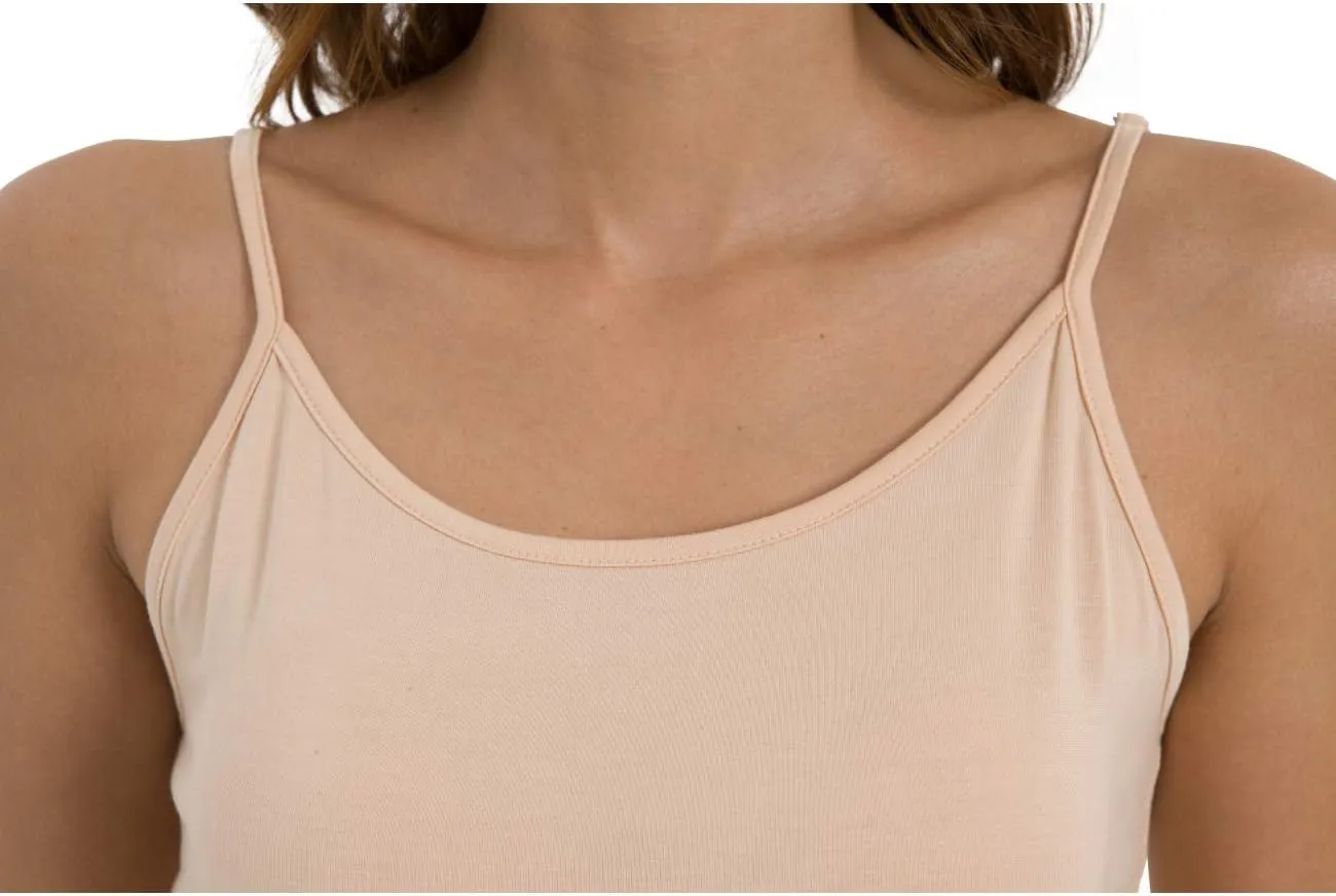 Women's Bamboo Viscose Camisole Undershirt Adjustable Spaghetti Strap Layering Tank Top