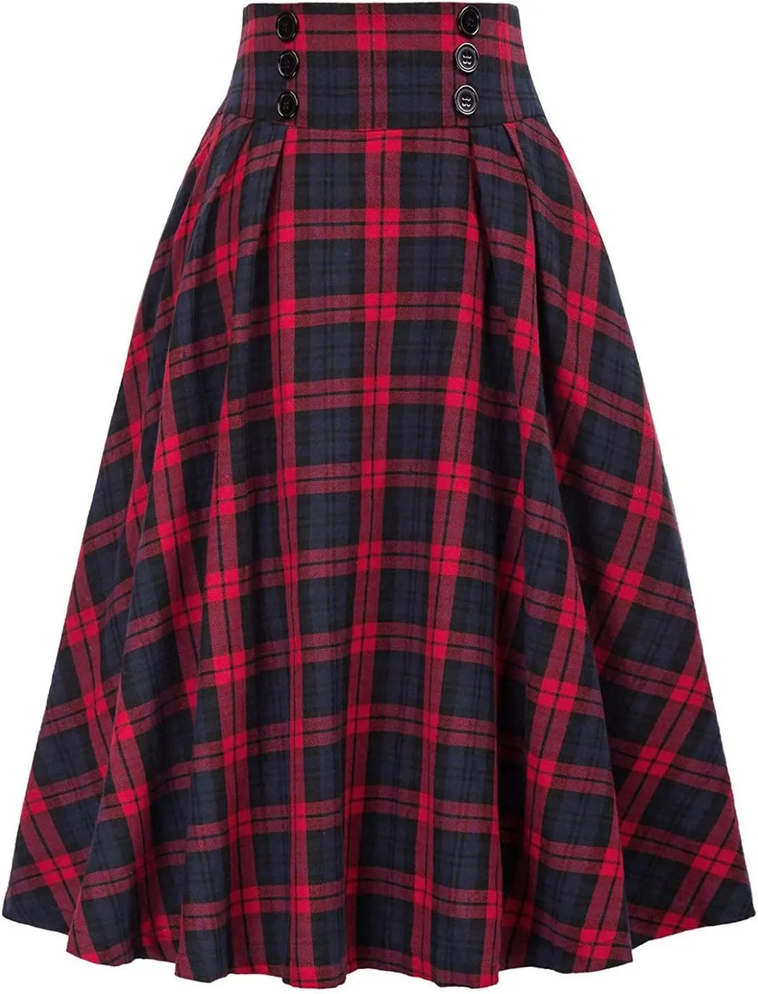 Women's Black Skirt Women's Casual a Line Flare Pleated High Waisted Long Jean Denim Skirt with Pocket Pencil
