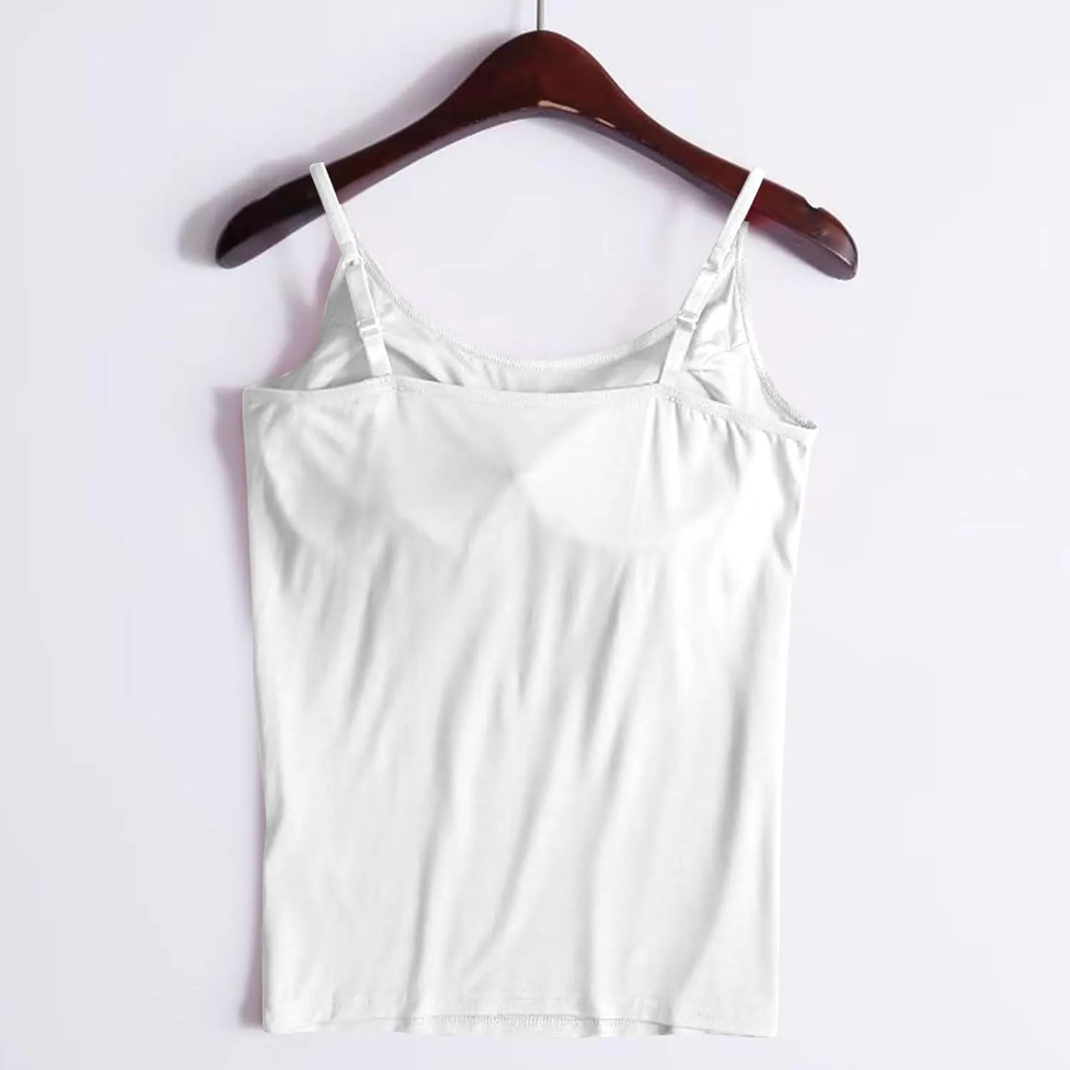 Women's Built-in Bra Tank Tops Adjustable Strap Camisole Padded Workout Yoga Daily Shelf Bra Undershirts