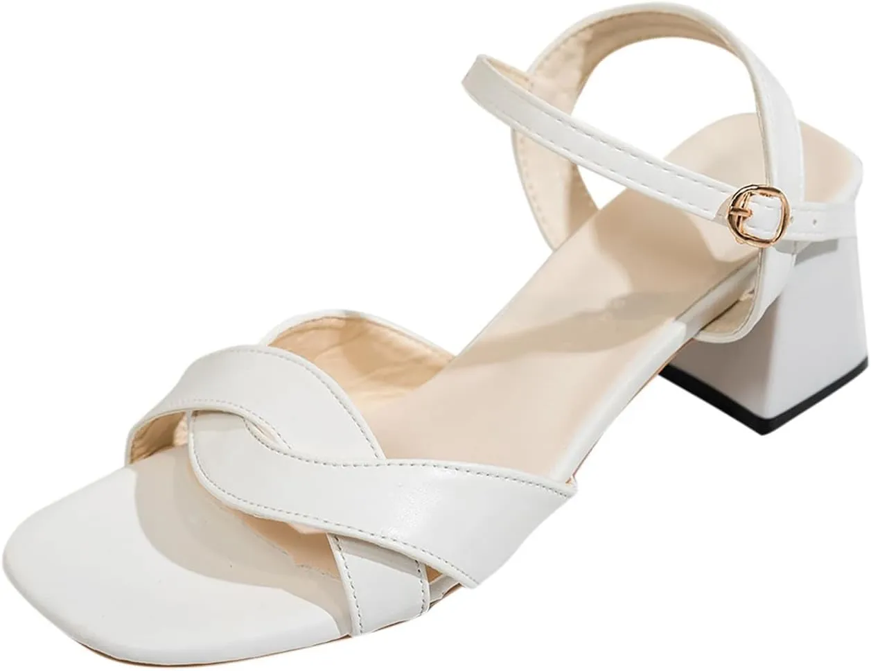 Women's Chunk Low Heel Pump Sandals Casual Dressy Open Toe Ankle Strap Block Heels Sandals Summer Party Dress Shoes