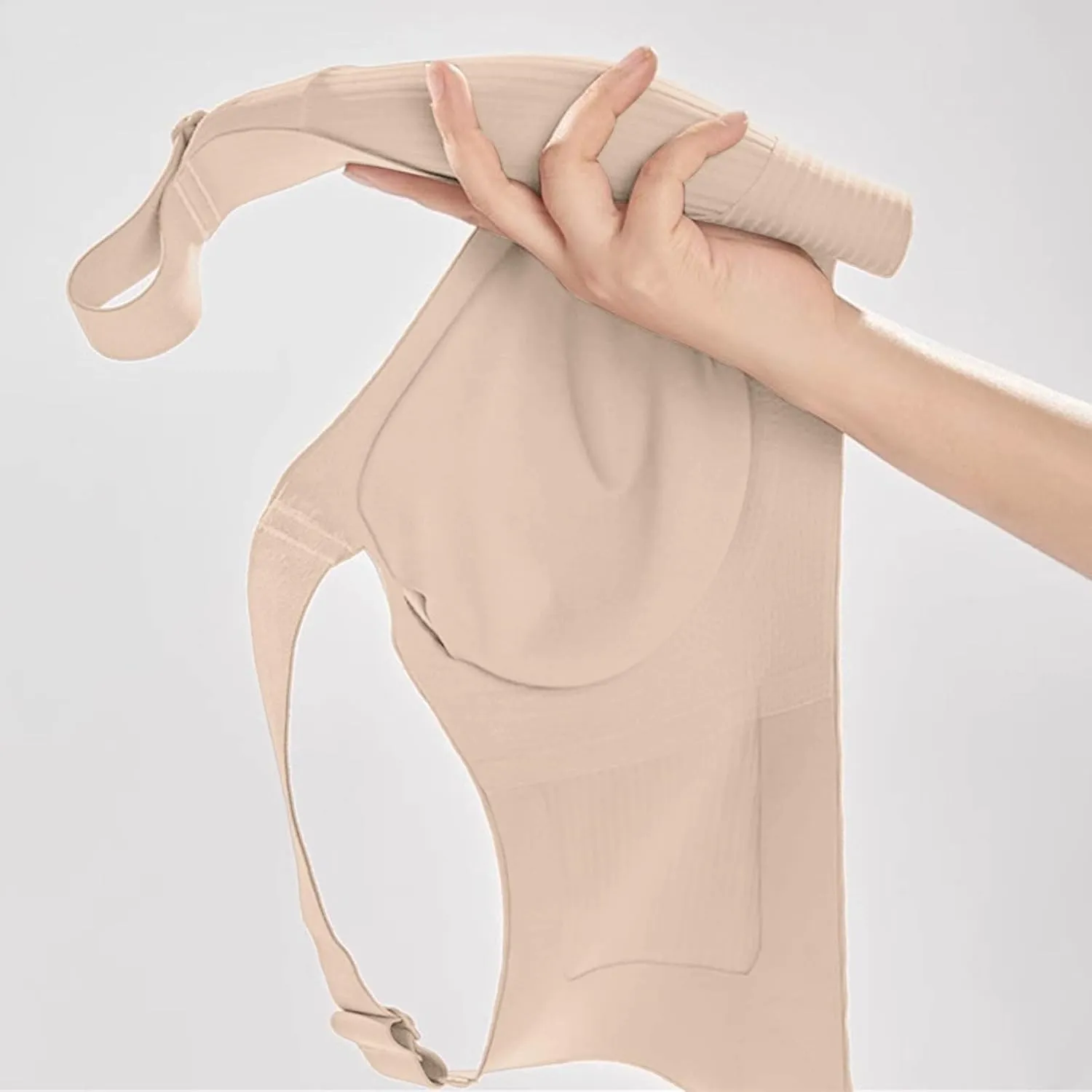 Womens Four Rows Adjustable Bras Cozy Ribbed Wireless Sports Bras Plus Size Full Coverage Solid Color Activities Bra