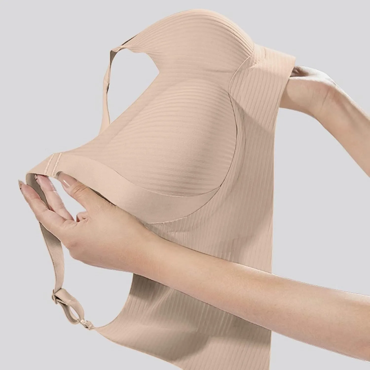 Womens Four Rows Adjustable Bras Cozy Ribbed Wireless Sports Bras Plus Size Full Coverage Solid Color Activities Bra