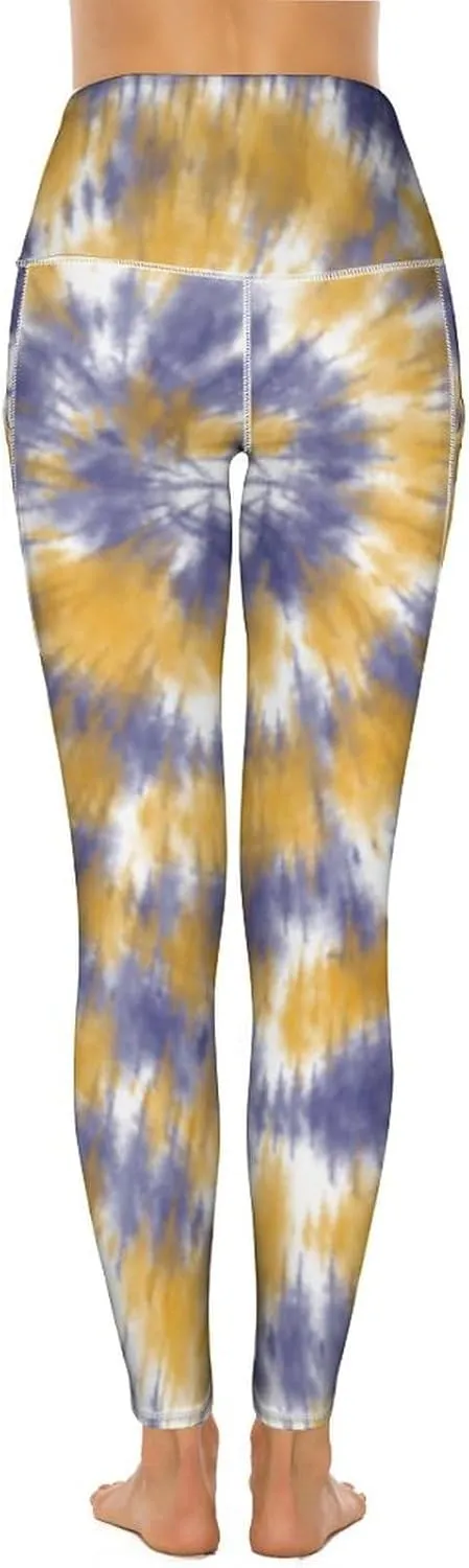 Women's High Waist Tie Dye Watercolor Leggings with 2 Pockets Workout Yoga Pants