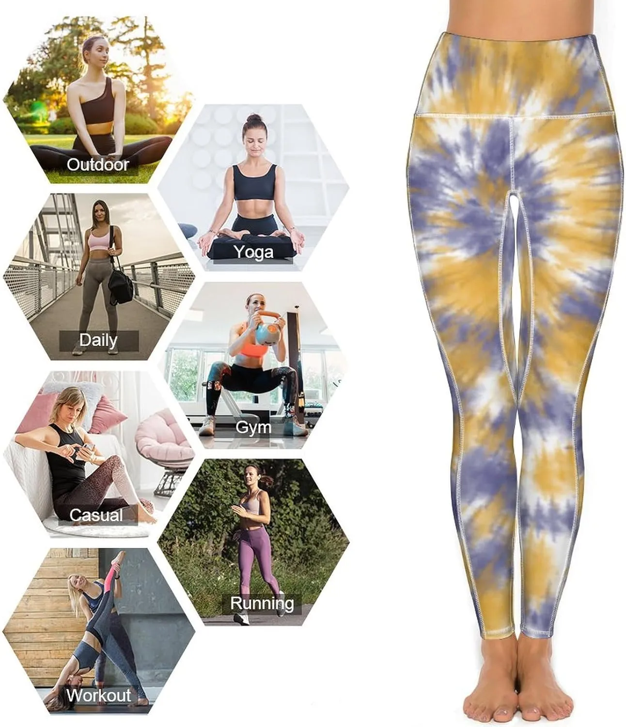 Women's High Waist Tie Dye Watercolor Leggings with 2 Pockets Workout Yoga Pants