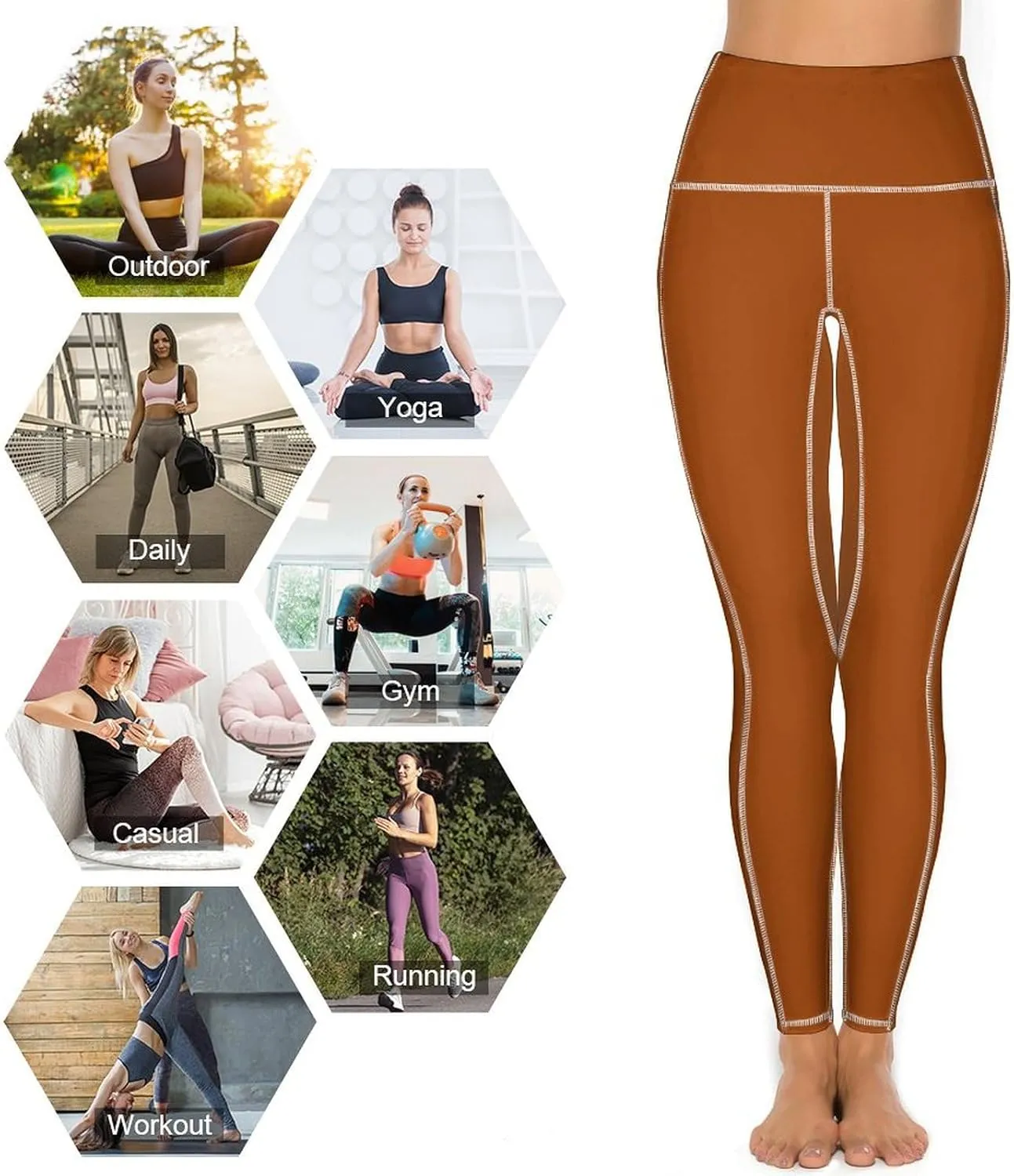 Women's High Waist Yoga Leggings with 2 Pockets Tummy Control Workout Running Yoga Pants