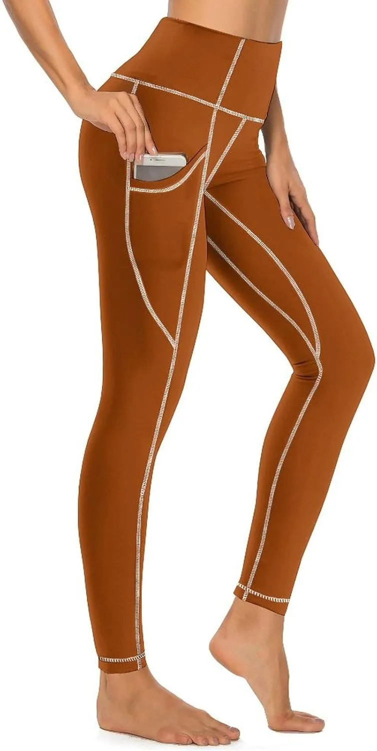 Women's High Waist Yoga Leggings with 2 Pockets Tummy Control Workout Running Yoga Pants
