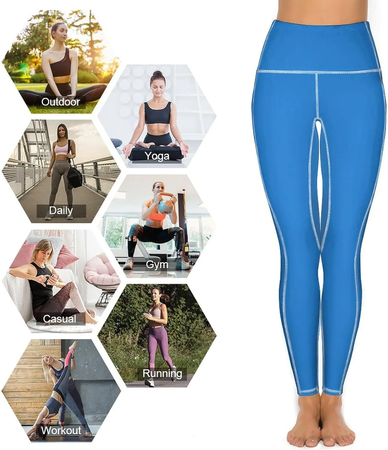 Women's High Waist Yoga Leggings with 2 Pockets Tummy Control Workout Running Yoga Pants