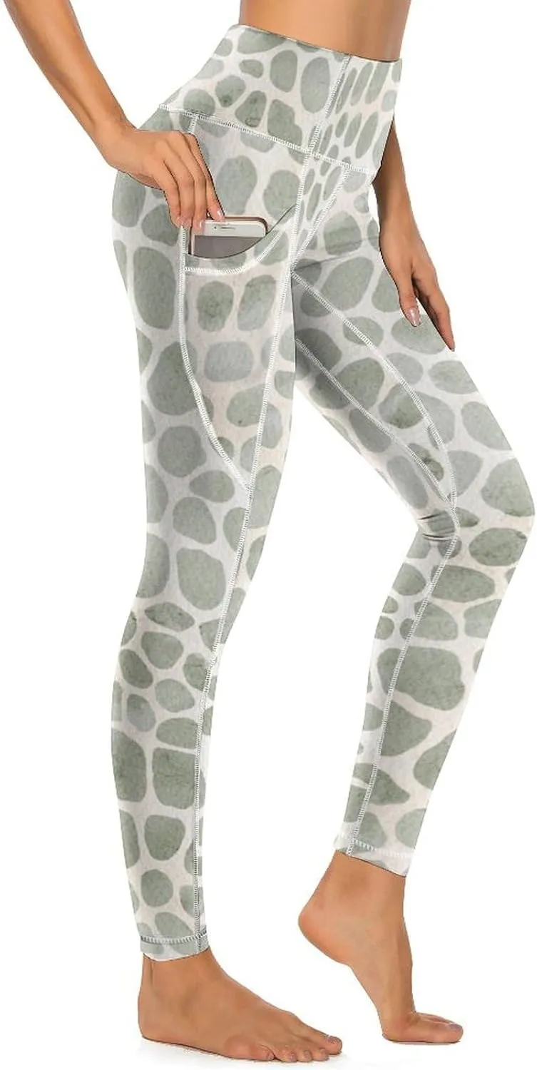 Women's Leopard Print Yoga Leggings with 2 Pockets Tummy Control Yoga Pants