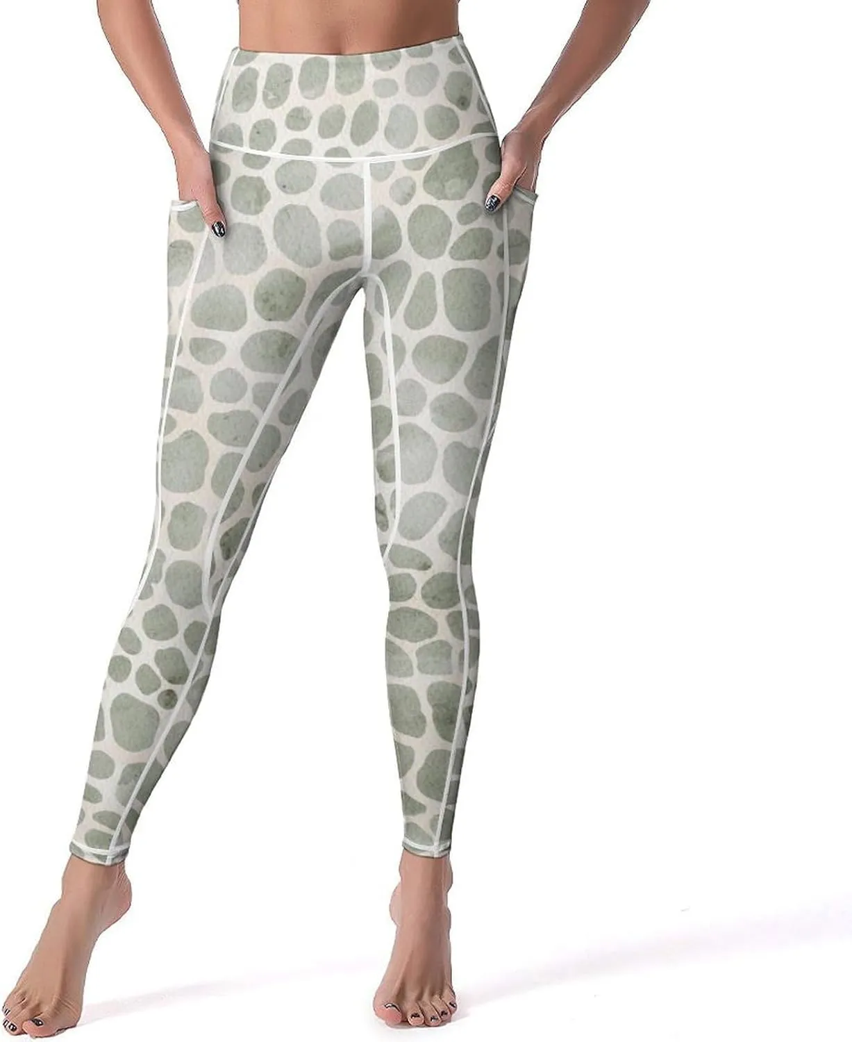 Women's Leopard Print Yoga Leggings with 2 Pockets Tummy Control Yoga Pants