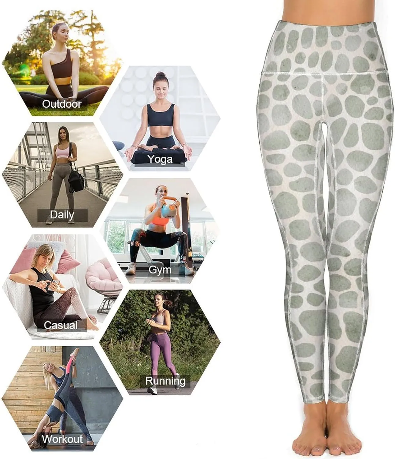 Women's Leopard Print Yoga Leggings with 2 Pockets Tummy Control Yoga Pants