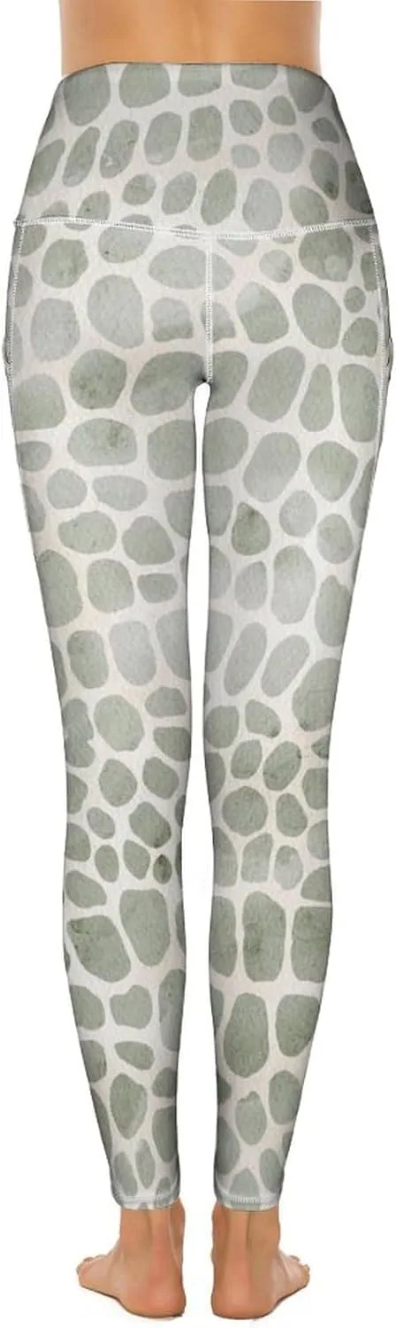 Women's Leopard Print Yoga Leggings with 2 Pockets Tummy Control Yoga Pants