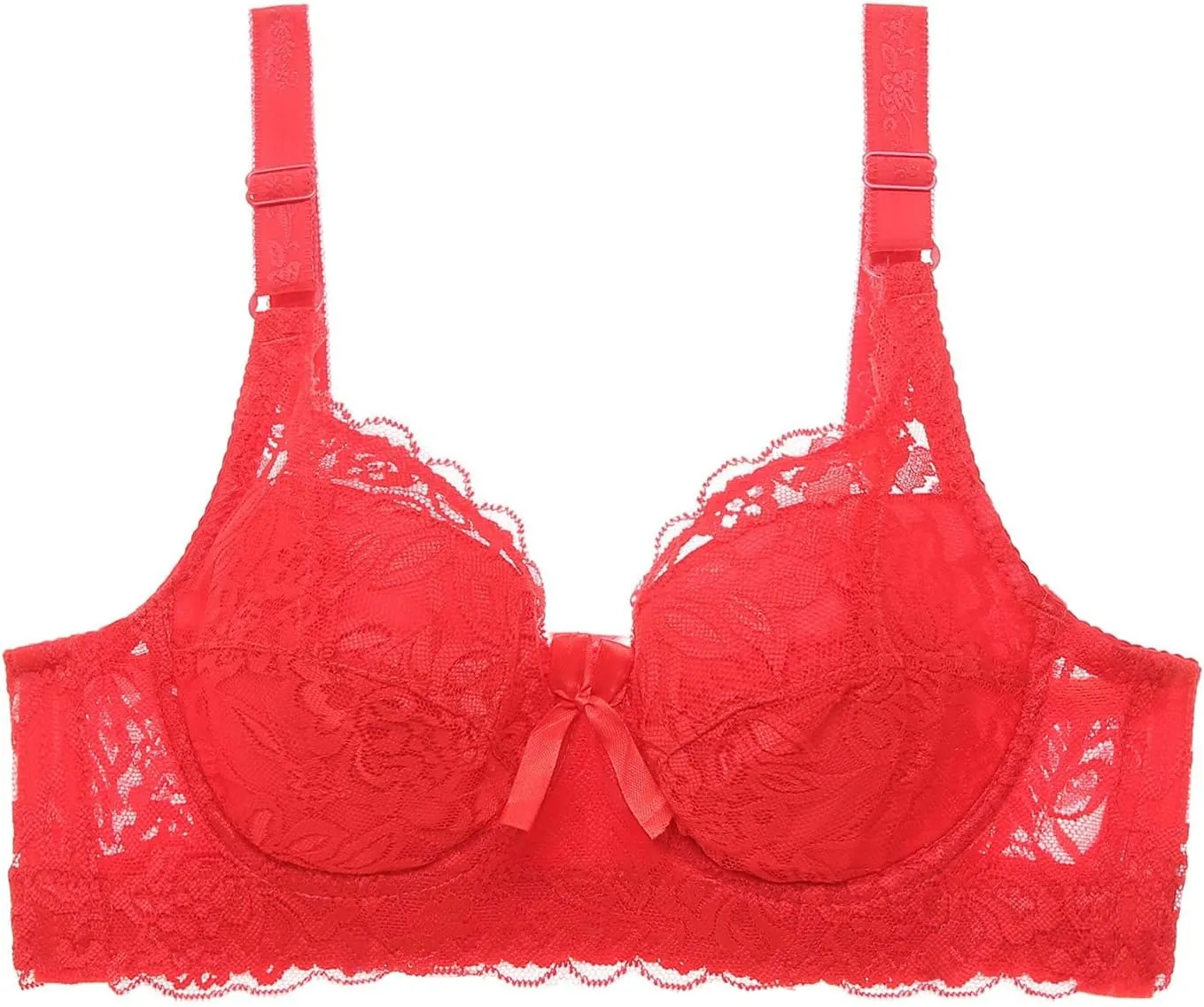 Women's Push Up Bra Underwire Padded Lace Brassiere Plunge V Sexy Floral Lacey Everyday Bra with Underwire