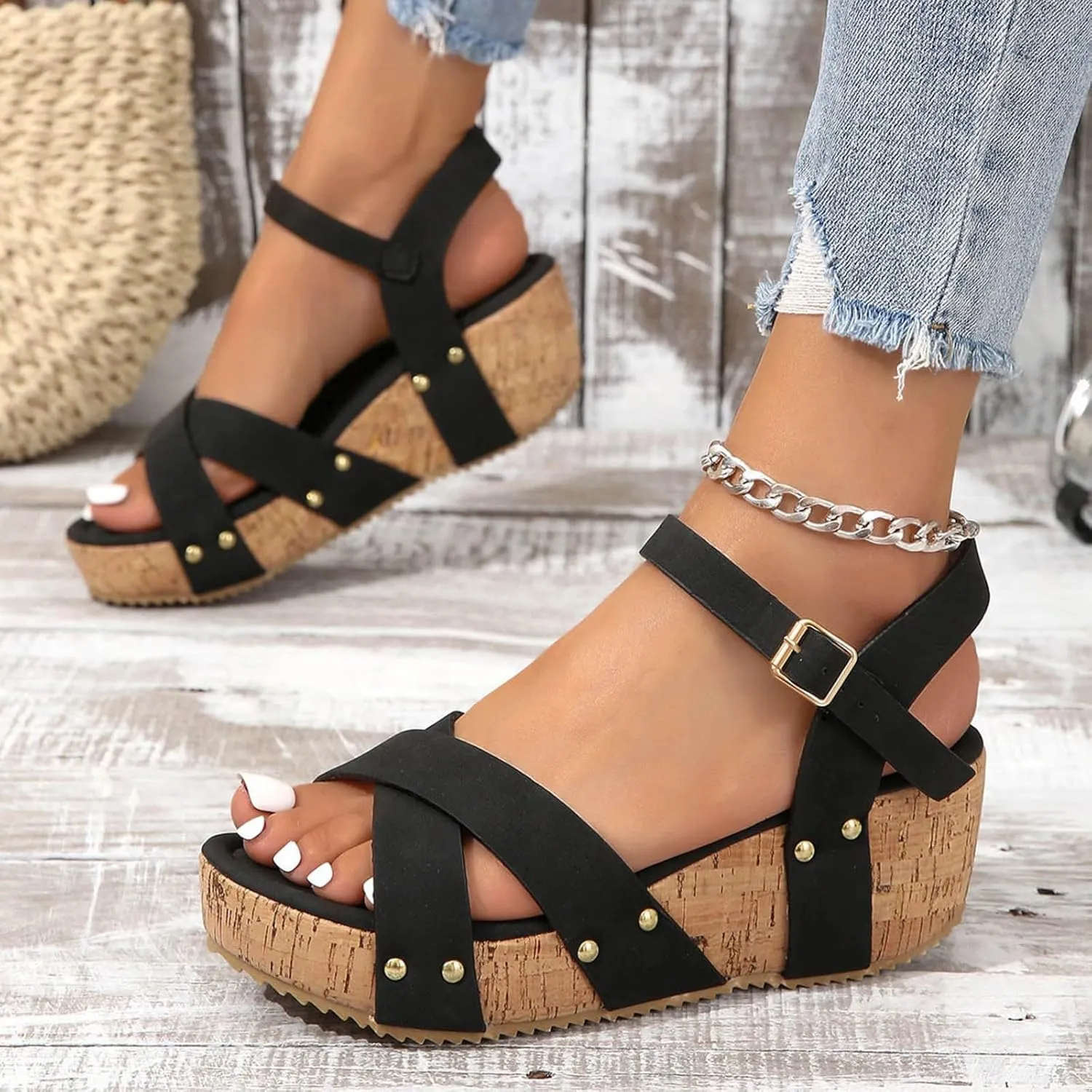 Womens Sandals Comfortable Orthopedic Sandals with Arch Support Breathable Cutout Open Toe Flip Flops Boho Platform