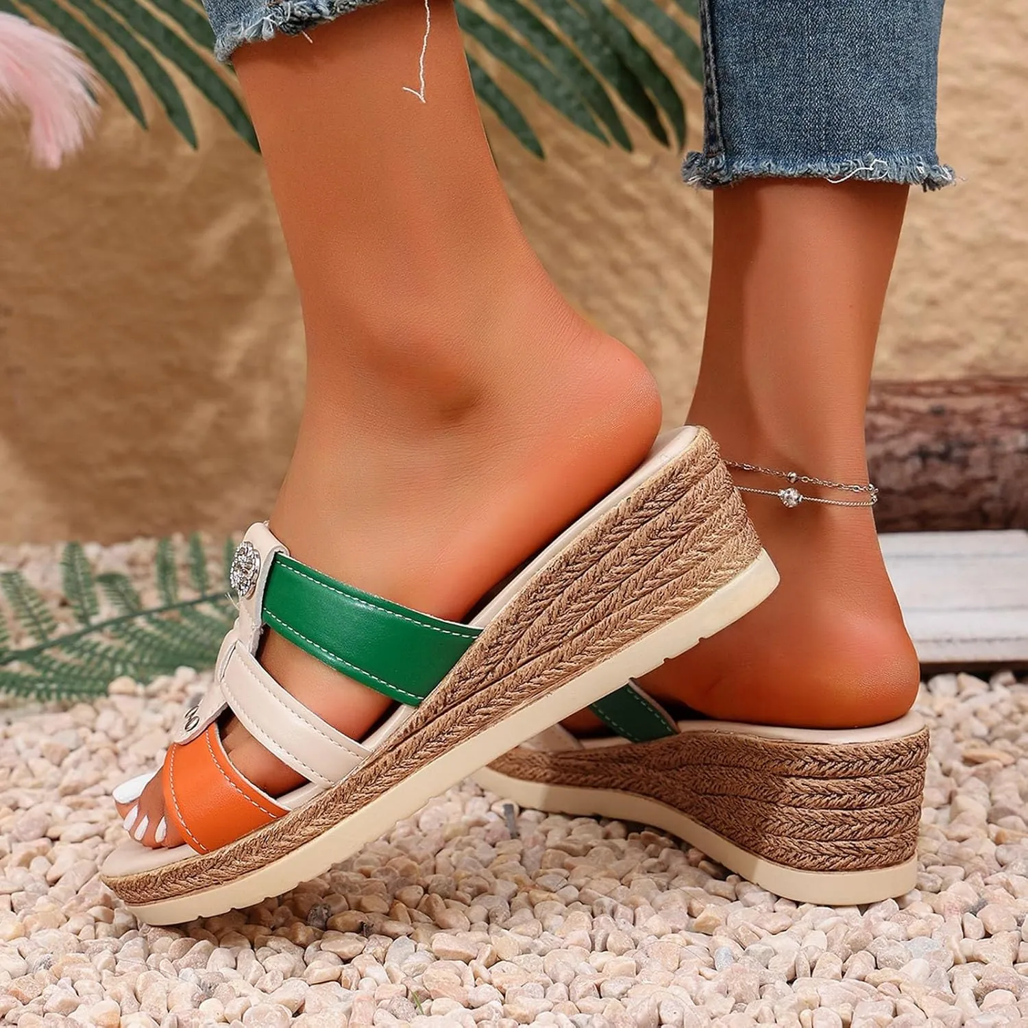Women's Sandals Orthopedic Wedge Sandals Wide Width Lightweight Slippers Arch Support Sandals Summer Walking Shoes
