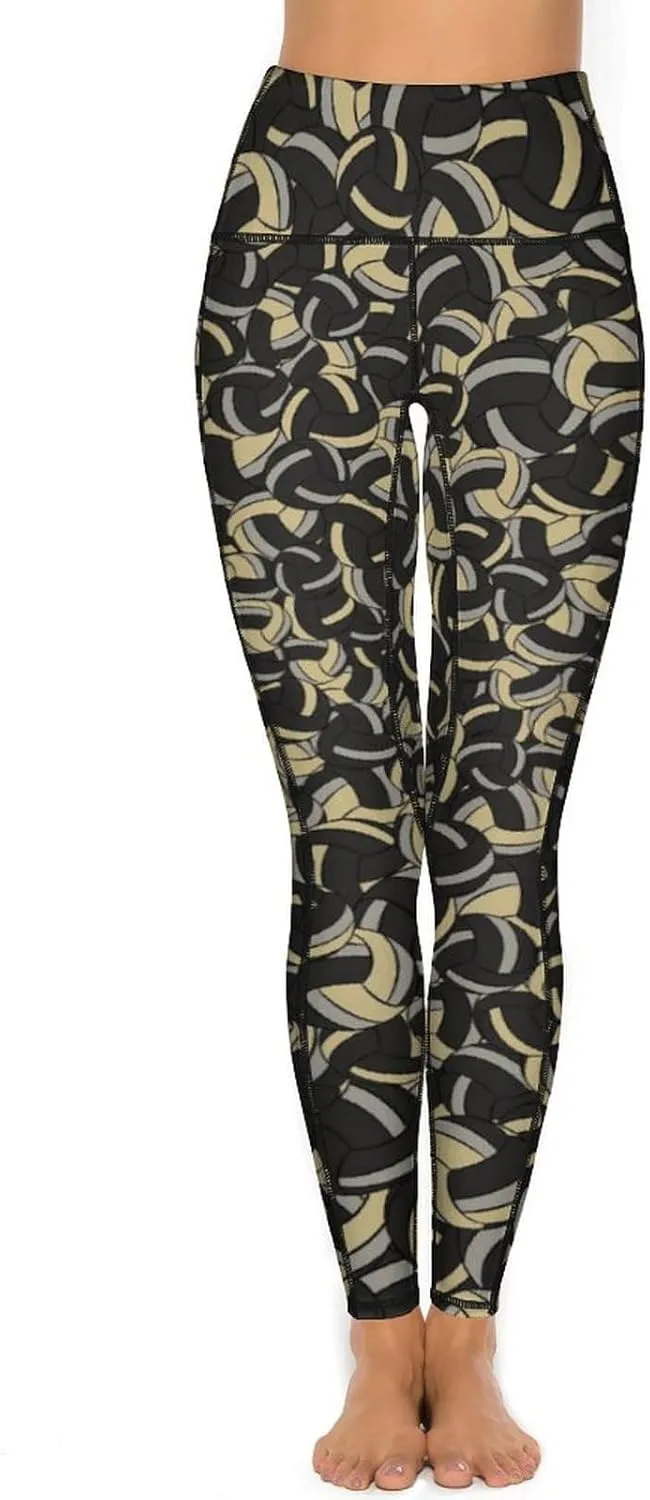 Women's Volleyball High Waist Yoga Leggings with Pockets Tummy Control Workout Yoga Pants