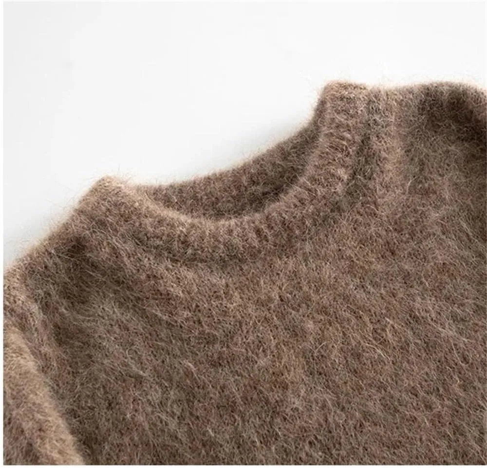 Women's Warm Cashmere Pullover Drop Sleeve Loose Sweater Fall and Winter Tops