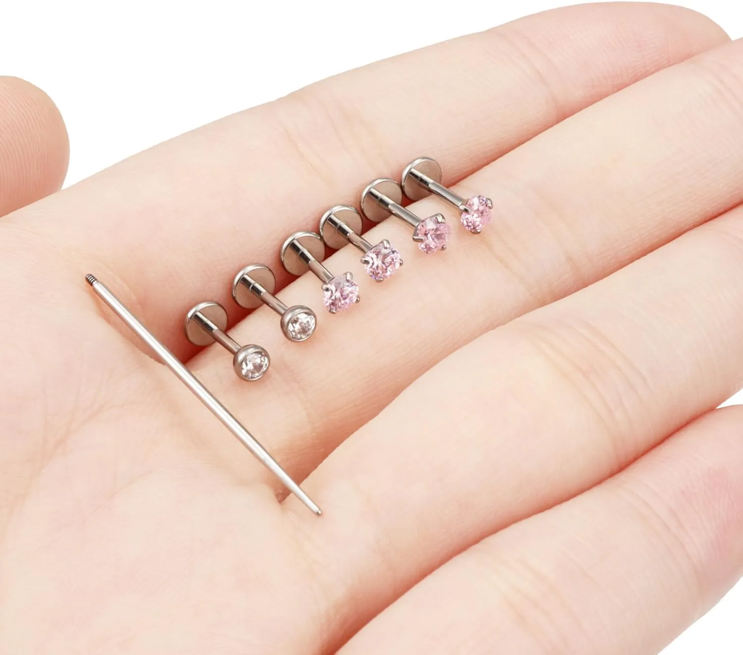 Yaalozei 20G 18G 16G F316 Titanium Flat Back Nose Rings Studs Hypoallergenic Screw on Tragus Helix Cartilage Earrings Stud Piercing Jewerly for Women Men Bars 6mm
