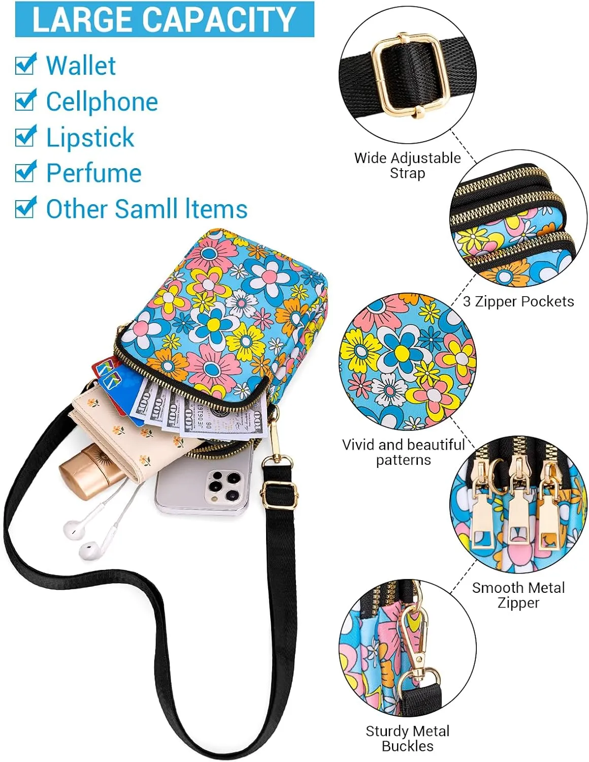 YINHEXI Small Crossbody Bags for Women, Mini Cell Phone Wallet Purse, Shoulder Bag for Women and Men