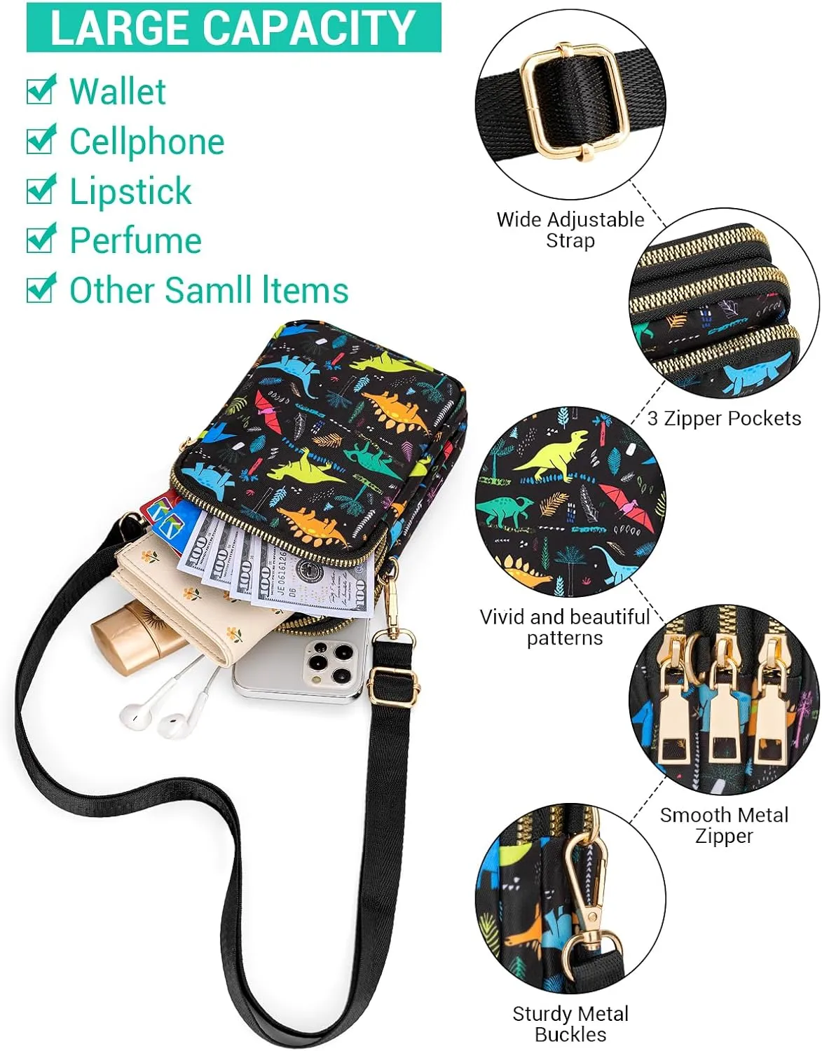 YINHEXI Small Crossbody Bags for Women, Mini Cell Phone Wallet Purse, Shoulder Bag for Women and Men