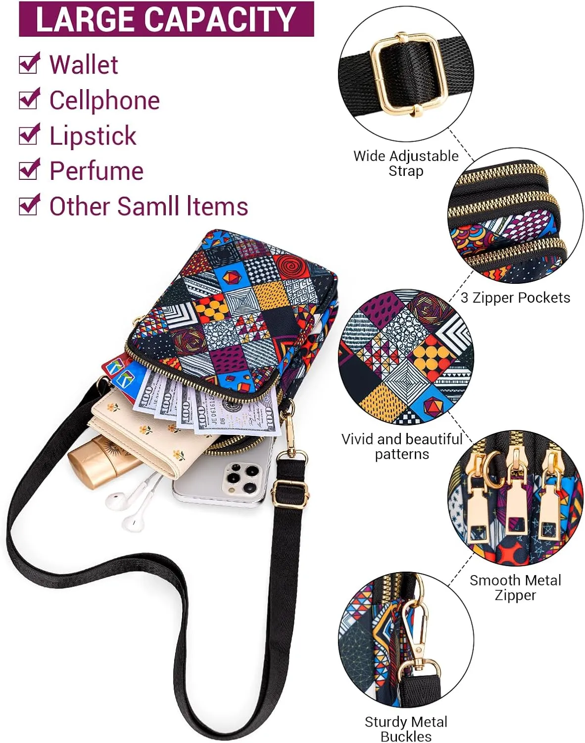 YINHEXI Small Crossbody Bags for Women, Mini Cell Phone Wallet Purse, Shoulder Bag for Women and Men