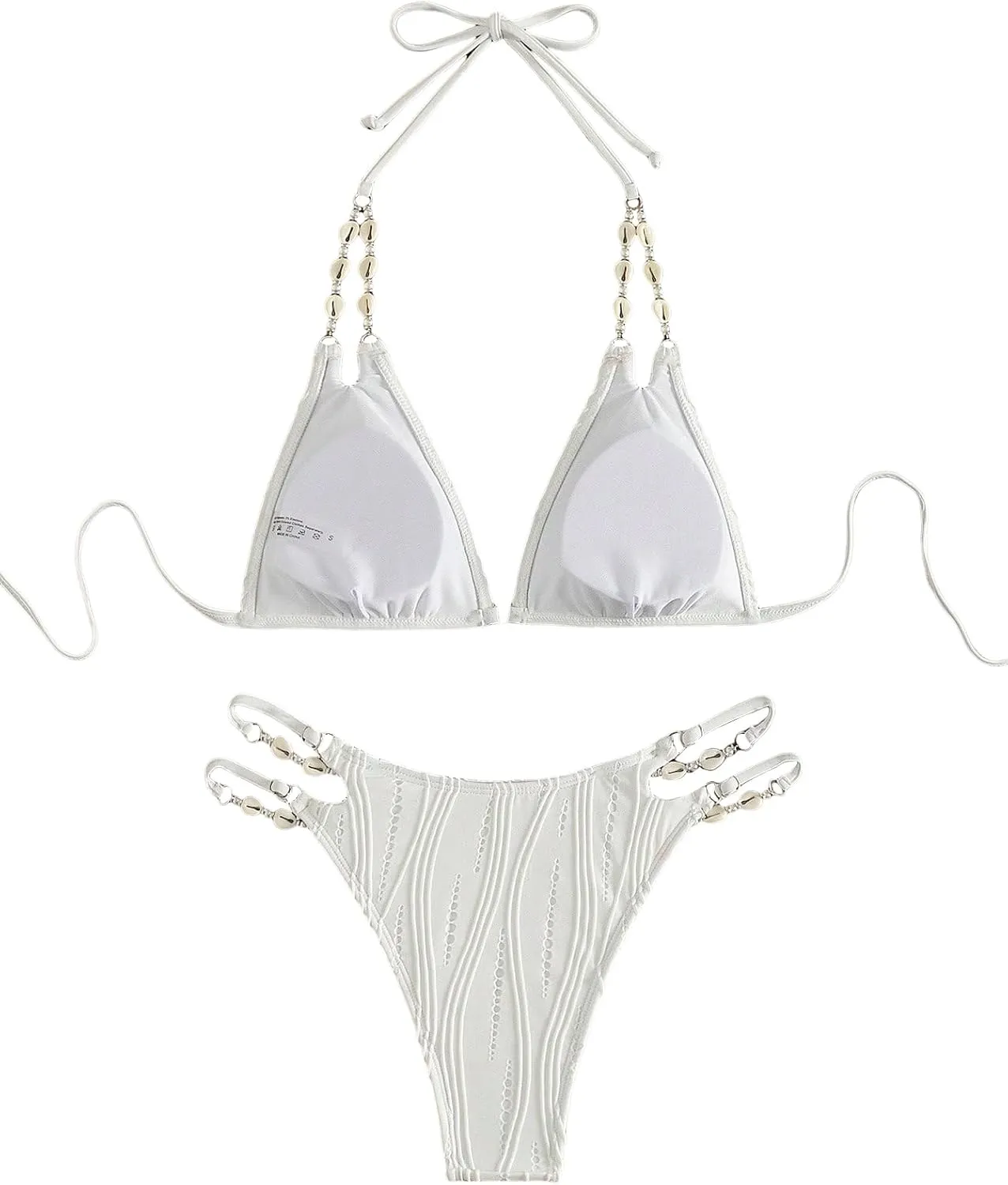 ZAFUL Women's Ribbed O-Ring String Bikini Swimsuit Cheeky Bikini Sets for Women Two Pieces Bathing Suit